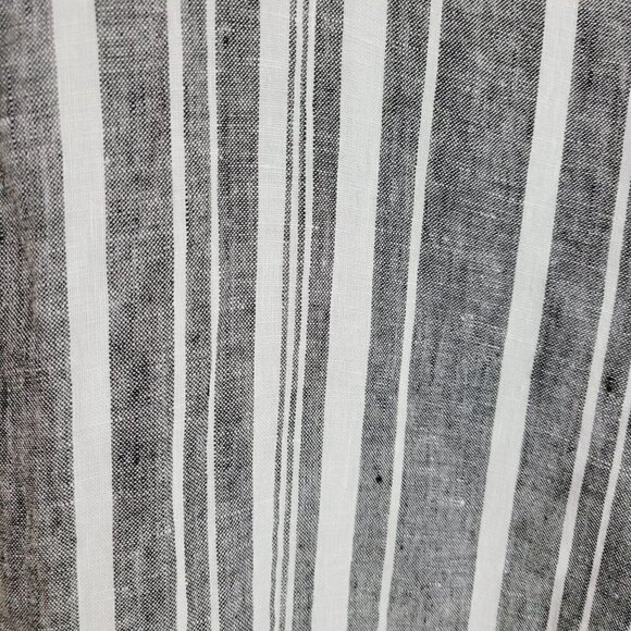 Ellen Tracy Med 100% Linen Striped Pants Wide Leg Cropped Gray & White Coastal - Picture 4 of 6